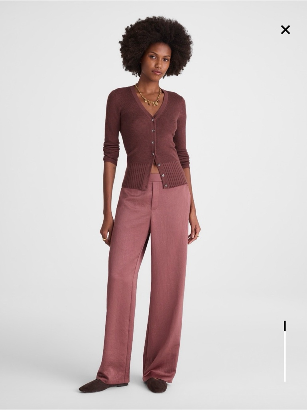 Madewell Easy Pull-On Pants in Satin Dusty Rose